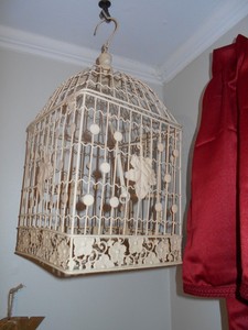 Home Decorative Cream Hanging Bird Cage 13 Tall Hang 19 Ebay