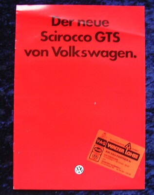 VW Scirocco GTS Prospekt, 1.1983,  mit Angaben zu Farben und Polstern;  ''Lohse''