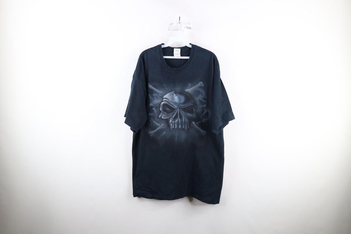 Vintage Streetwear Mens XL Faded Airbrush Skull Skeleton Bones T