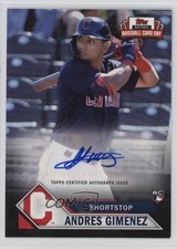 2021 Topps National Baseball Card Day /600 Andres Gimenez Rookie Auto RC 4g8. rookie card picture