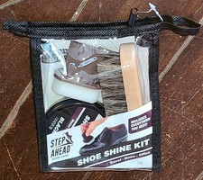 SHOE SHINE KIT: Black Polish/Shine Brush/Foam Applicator/Shine Cloth PA-9105