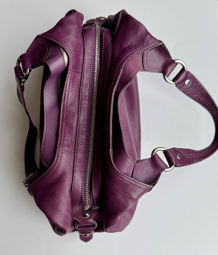 Coach Madison Maggie Hobo Shoulder Bag Purple Leather - Picture 7 of 11