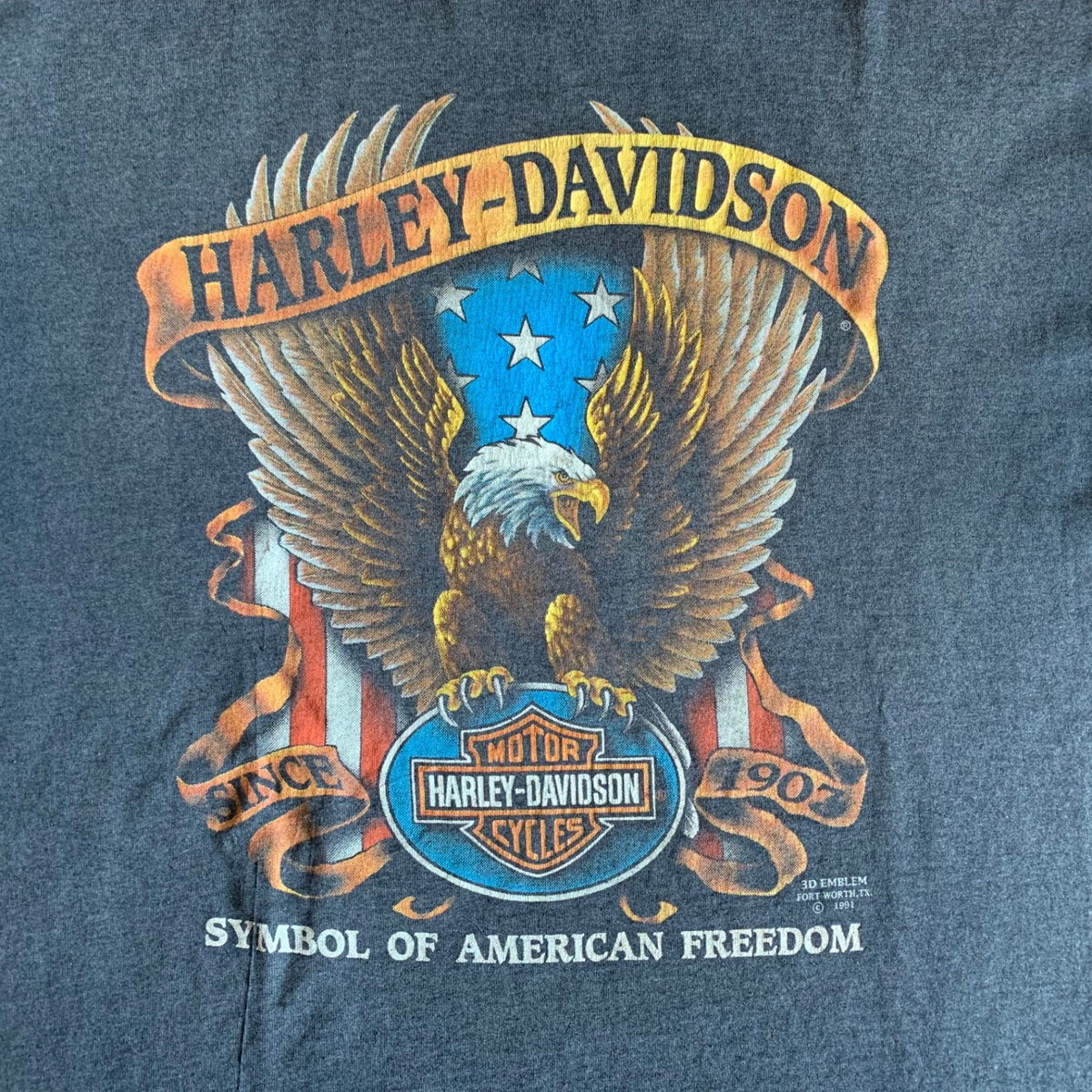 1991 VINTAGE 90s 3D EMBLEM HARLEY DAVIDSON EAGLE MOTORCYCLE T