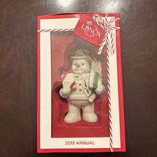 Lenox 2018 Annual Christmas Ornament Gifts Galore Snowman NEW In Box