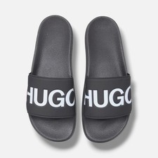 Hugo Boss Men Black Match Slide Logo Slip-on Sandal Shoes Size 44