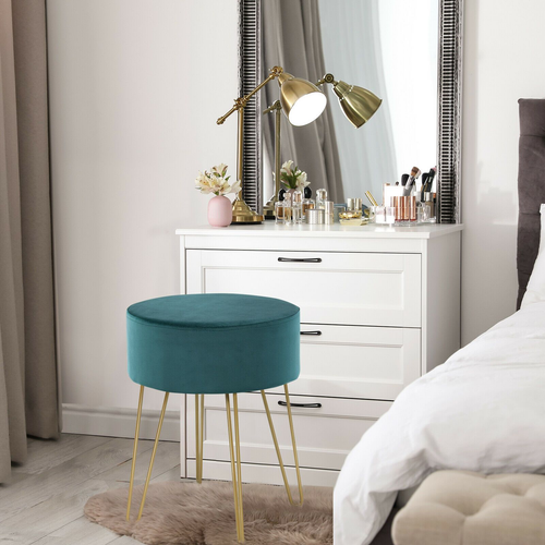 Chic Round Velvet Stool with Stylish Hairpin Legs for Modern Interiors - Picture 11 of 16