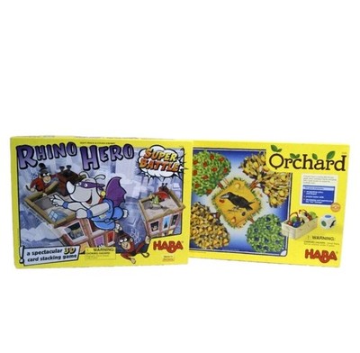 HABA Board Game Lot: Rhino Hero Super Battle + Orchard Game  Kids Family READ