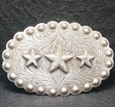 XF29163 FANTASTIC VINTAGE 1970s STARS FASHION MENS SILVERTONE BELT BUCKLE