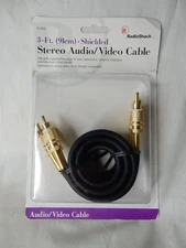 NEW IN PACKAGE 3' RADIOSHACK STEREO AUDIO VIDEO sHIELDED 24K GOLD RCA CABLE