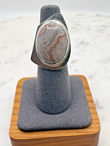 Vintage Agate Cothran Sterling Silver 925 Ring Size 6 10.37 g