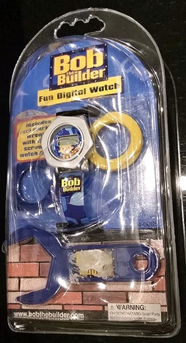 Bob The Builder Digital Watch Blue Yellow Working Wrench 3 Screw On NEW VTG 2004
