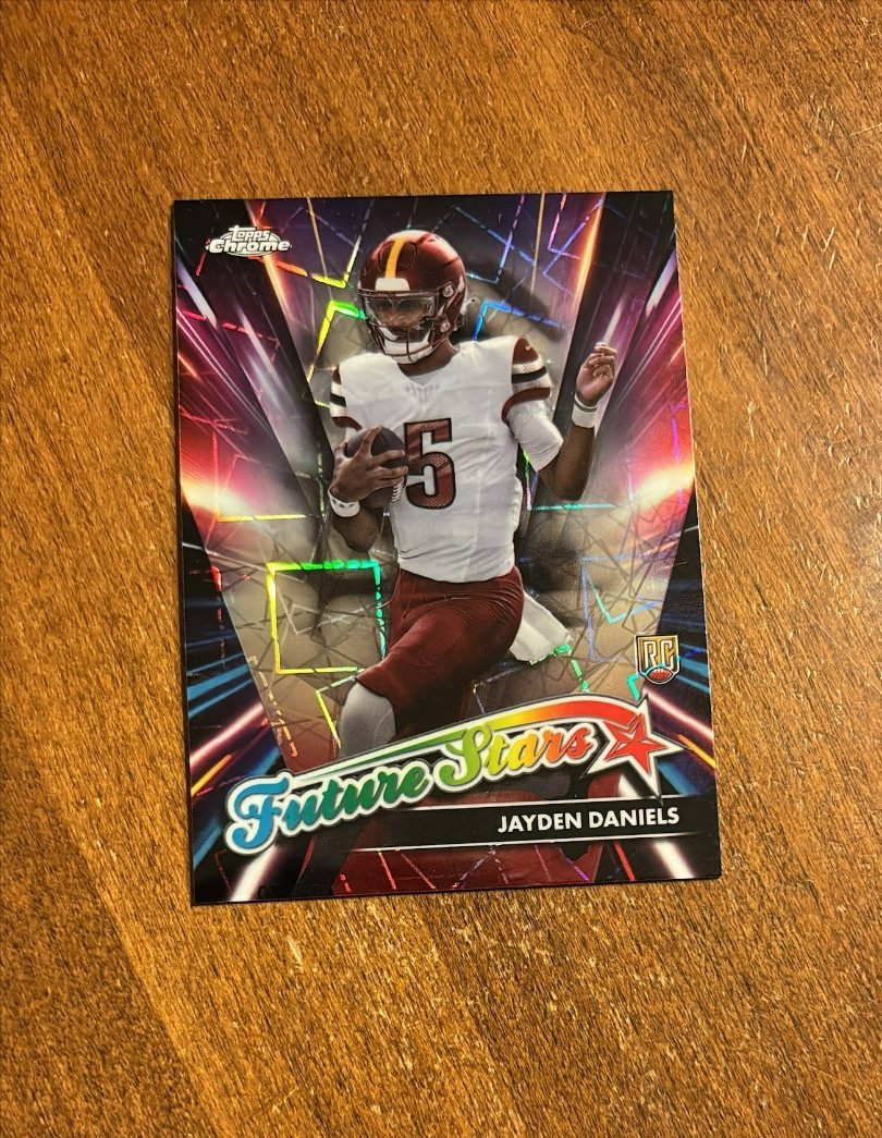 Jayden Daniels 2024 Topps Chrome Future Stars Lazer Rookie FS2 Commanders LSU RC