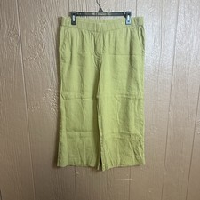 J Jill Sage Green Linen Blend Wide Leg Crop Pants Size M Flowy Beach Casual