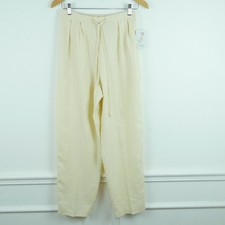 Vintage P medium Pants 100 Linen Butter Yellow Pastel 90s Coastal Minimal NWT