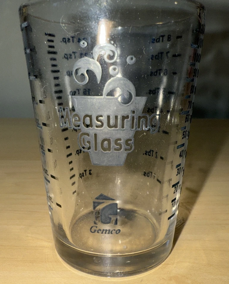 Taza medidora pequeña de vidrio artesanal de cocina - ml, cucharadita tbsp, fl. oz. Foto 2 de 4