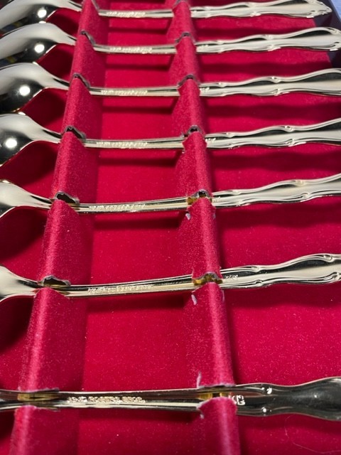 1847 Roger Bros Gold Plated Tea Spoons Vintage Near Mint Set Of 8 | eBay