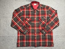 Vintage Dickies Shirt Mens Large Red Plaid Lined Flannel Button Front Workwear
