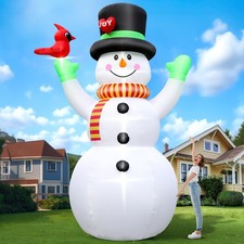 14 FT Christmas Inflatable Snowman with Bird, Blow Up Outdoor Decorations Bui...
