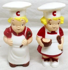 Original Vintage Campbell's Soup Kids Salt & Pepper Shakers "Permission Of"