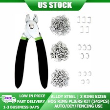 Hog Ring Pliers Kit with 240pcs 3/4 1/2 3/8 inch for Upholstery