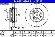 2x ATE Bremsscheibe 24.0122-0202.1 für VW PHAETON AUDI A8 3D3 3D1 3D4 4E8 4E2 D3