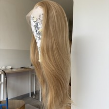 Blended Blonde Frontal Lace Wigs Long Straight Synthetic Hair Invisible Hairline