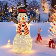 NNECW Lighted Standing Snowman with Ground Stakes for Decorations