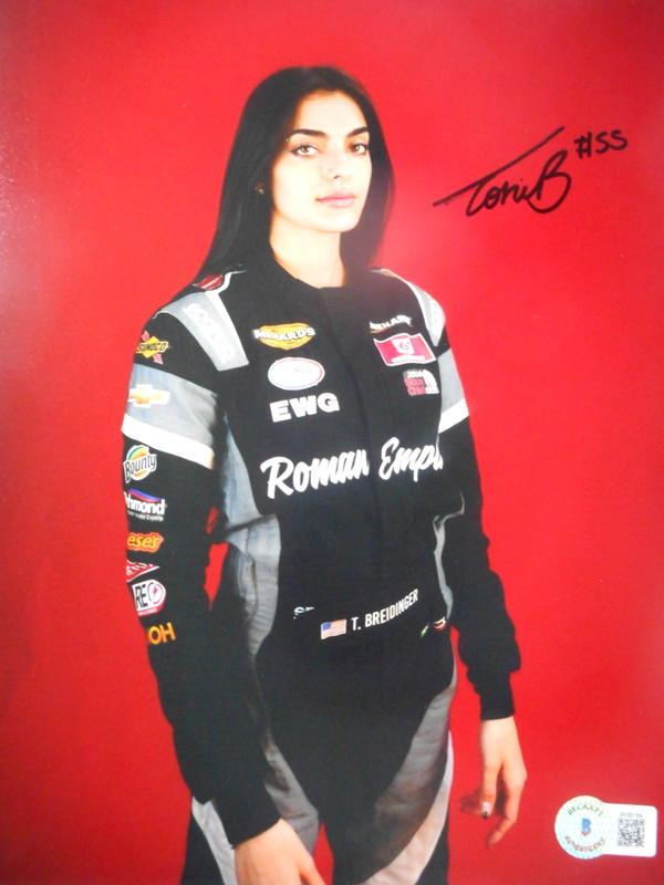 Toni Breidinger signed #5 ROMAN EMPIRE Toyota Nascar Arca 8x10 Photo BECKETT BAS