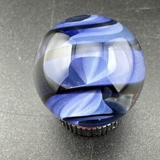 Contemporary Handmade Art Glass Marble .77" Blurple Cane Twist Corkscrew Swirl