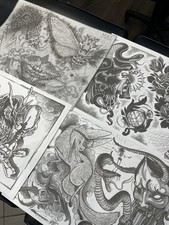 6 Tattoo Flash Sheets Various Artist 2014 No Line Drawing