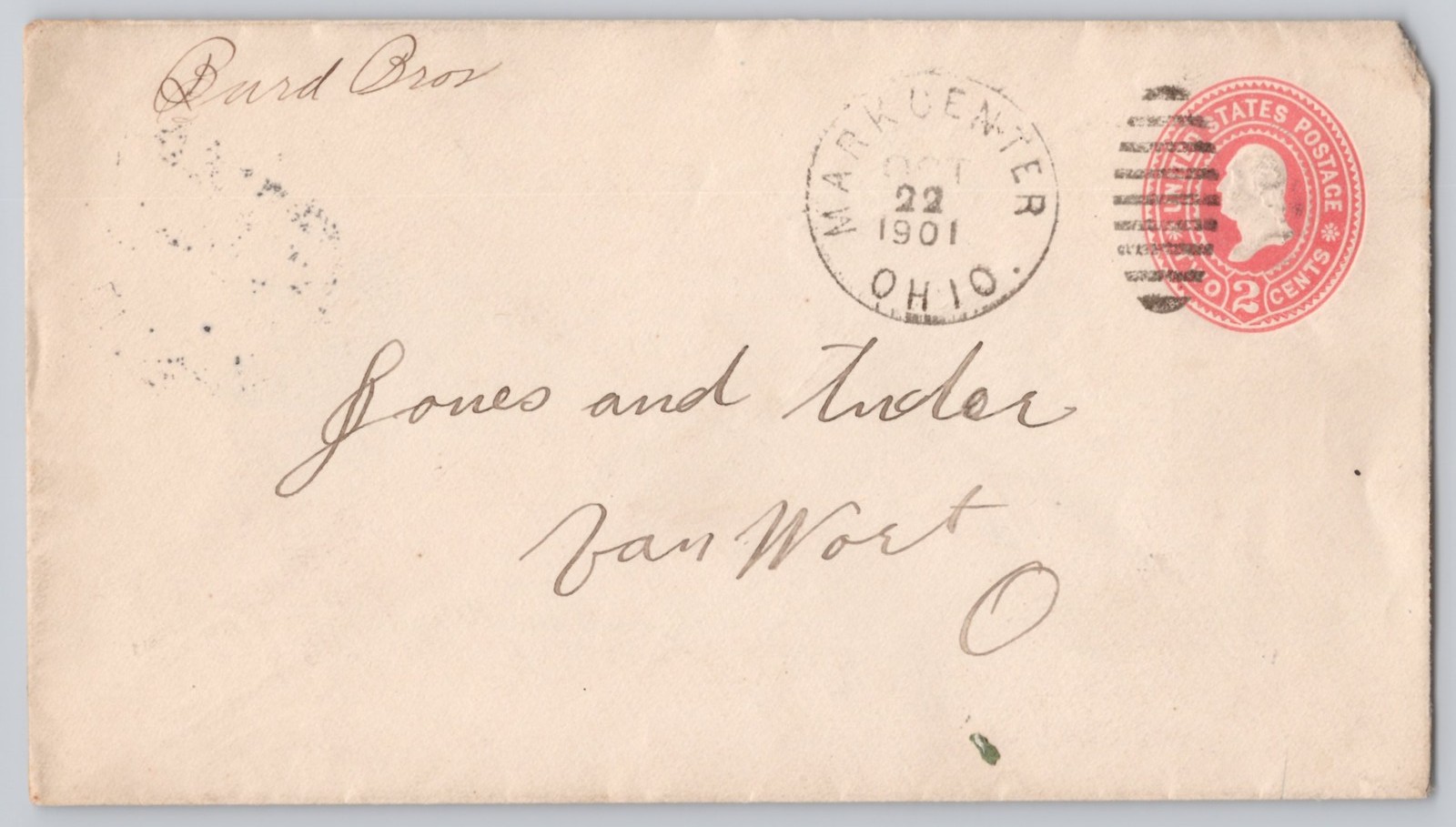 Mark Center, Ohio, 2¢ United States Postal Stationery Envelope with Cancel