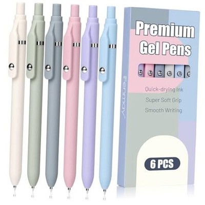 Gel Pens, 6 Pcs Smooth Writing Pens No Bleed & Smear, Black Ink Cute Pens Fine 