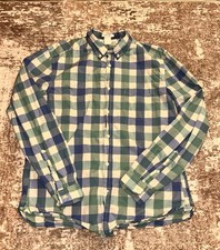 Men  s Long Sleeve Polo Regular Fit Size Medium Blue Cream And Light Green