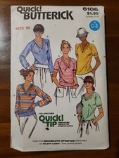 Vintage 70s Butterick Blouse Shirt Sewing Pattern 6106 Size 16 B38" CC