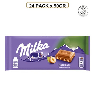 CHOCOLATE BAR MILK W/CRUSHED HAZELNUTS MILKA GERMANY - GERMANY - 24 PACK x 90GR