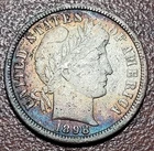 1898-O Barber Dime VF Details Secondary Toning Light Porosity 10c Silver Coin