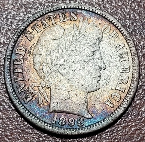 1898-O Barber Dime VF Details Secondary Toning Light Porosity 10c Silver Coin