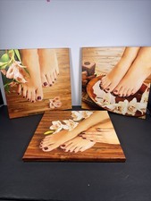 Pretty Feet 3 Pieces Beauty Salon Wall Pictures Nail Salon Decor Pedicure