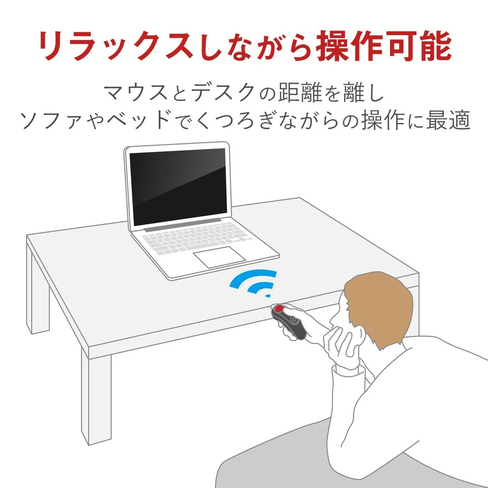 Elecom Mouse Wireless track ball handy type Relacon black M-RT1DRBK Quiet Japan - Image 2 of 4