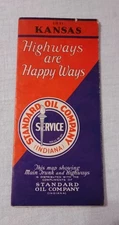 1931 STANDARD OIL COMPANY KANSAS HIGHWAYS ARE HAPPY WAYS ROAD MAP