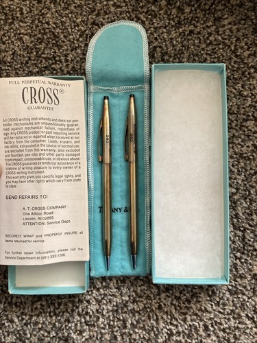 1960 Era Tiffany and Co Real Sterling Silver Cross Company Pen and Pencil Set