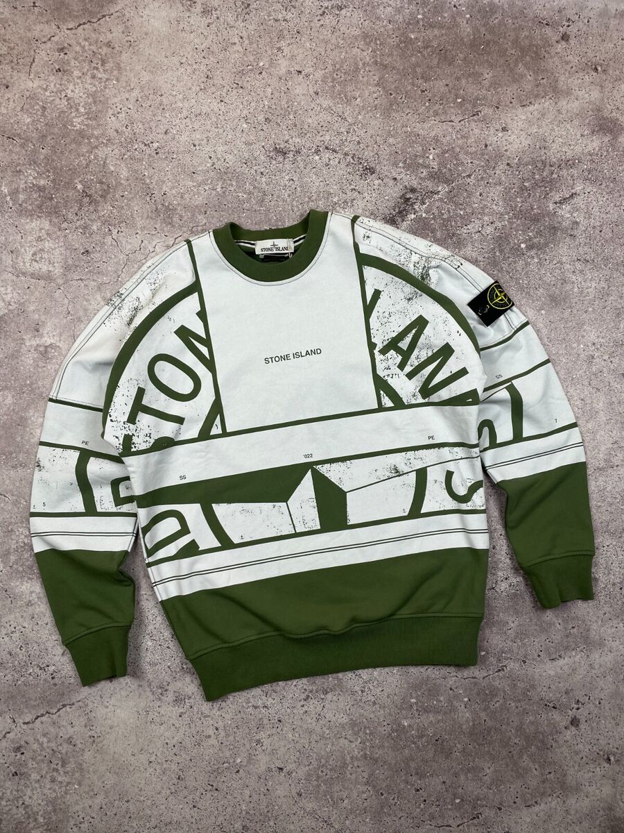 STONE ISLAND SWEATSHIRT 'MOSAIC FIVE' PRINT GREEN/WHITE | eBay STONE ISLAND SWEATSHIRT 'MOSAIC FIVE' PRINT GREEN/WHITE | eBay