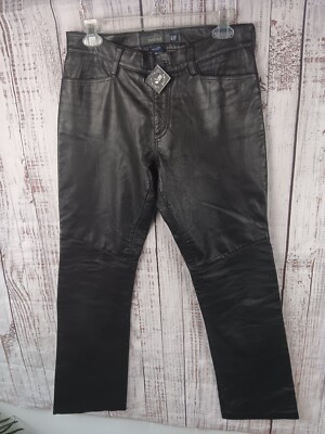 Gap Vintage Y2K 2000 Genuine Leather Bootcut Pants in Black 4 New