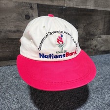 Atlanta 1996 Olympic Games Hat Baseball White Red Cap Nations Bank VTG USA Made