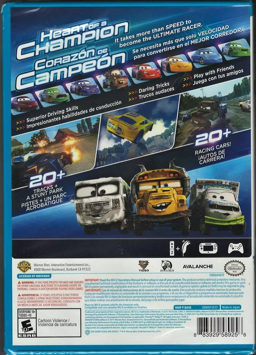 Cars 3: Driven to Win Wii-U (Brand New Factory Sealed US Version) Wii U,  Nintend 883929589067 | eBay