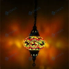 Turkish Moroccan Mosaic Ceiling Hanging Pendant Light Fixture Lamp - Free Bulb