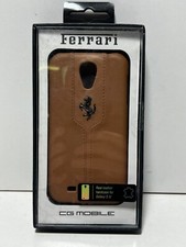 Ferrari Handy Hülle Samsung Galaxy S IV Hardcover Braun Real Leather Phonecover