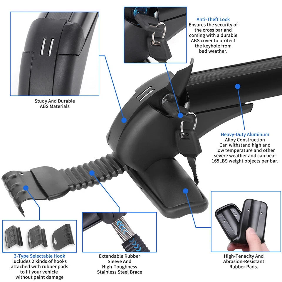 Portaequipajes y cerradura barra transversal portaequipajes y portaequipajes para VW Volkswagen Jetta 43,3" Foto 4 de 4