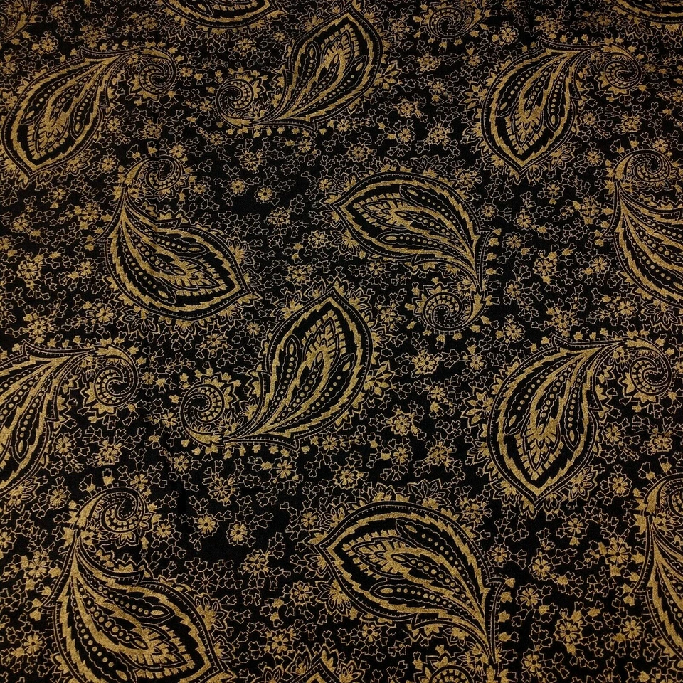 Tela de tapicería decorativa con estampado de cachemira 3yd4" negro dorado cachemira gran escala 62 pulgadas Foto 2 de 4