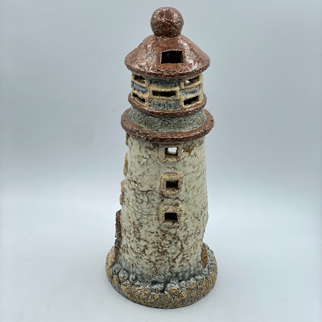 NEW CERAMIC GLAZED LIGHTHOUSE DECORATION TEALIGHT CANDLE HOLDER 8.5